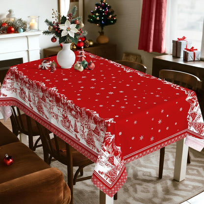 Retro Weihnachten Tischdecke Rechteckig – Weihnachtsmann & Rentier