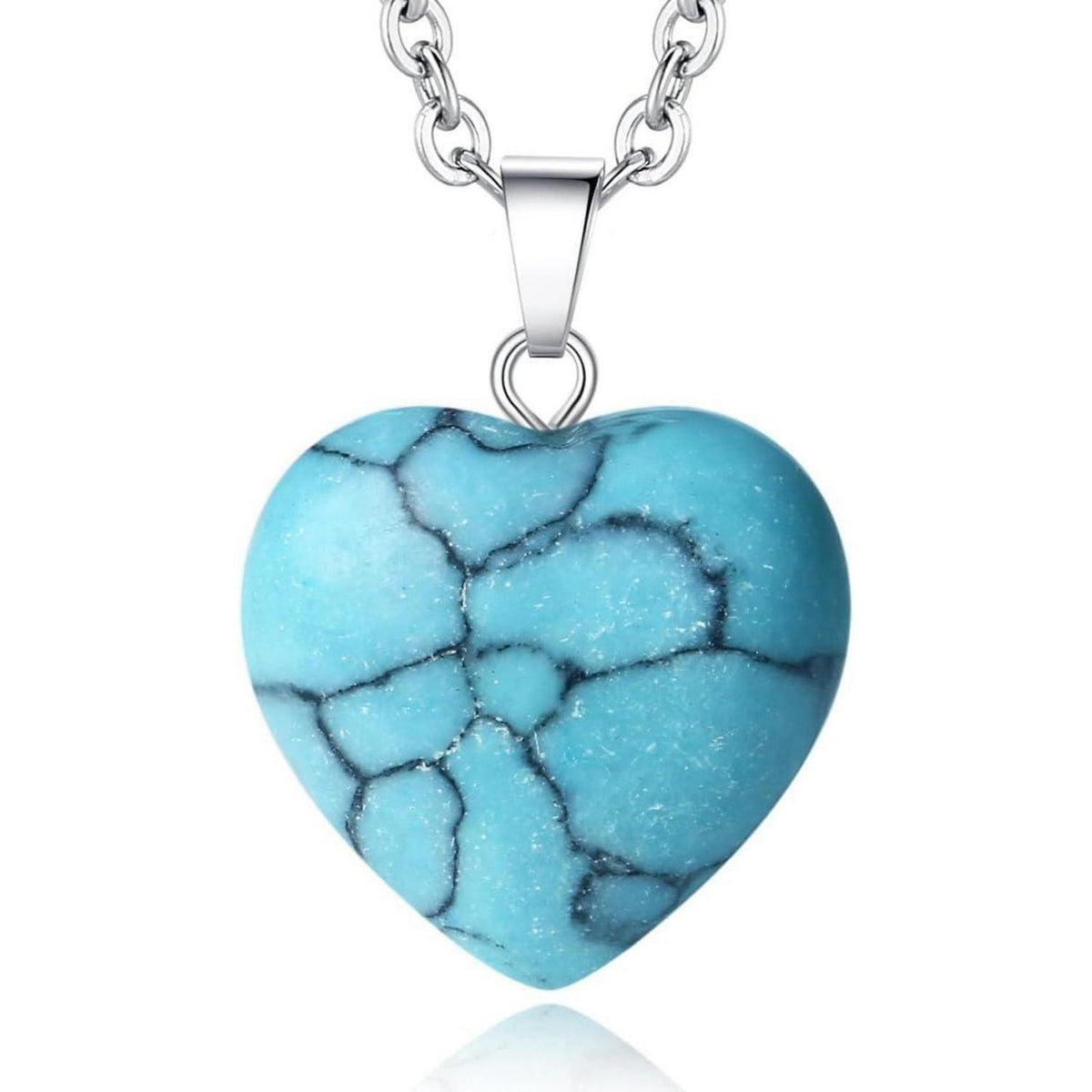 Türkis Herz Halskette Silber Damen Verstellbar Heilkristall Geschenk