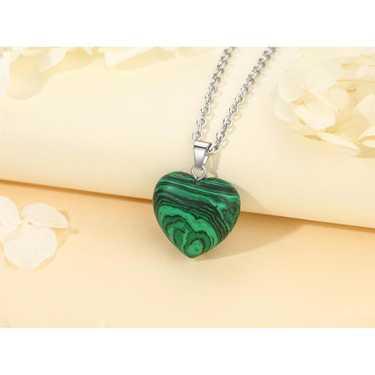 Malachit Herz Halskette Silber Damen Kette Verstellbar Geschenk