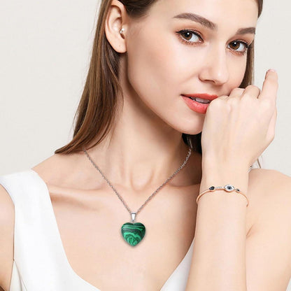 Malachit Herz Halskette Silber Damen Kette Verstellbar Geschenk