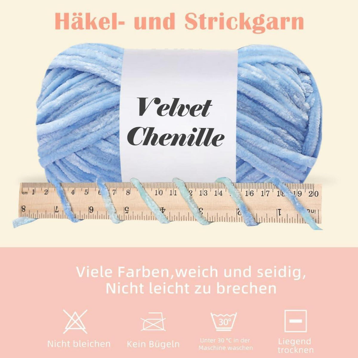 Kuschelwolle Chenille 1000g - Flauschig & Weich zum Häkeln & Stricken