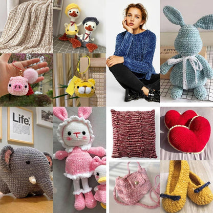 Kuschelwolle Chenille 1000g - Flauschig & Weich zum Häkeln & Stricken
