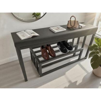 Schuhbank mit Sitzfläche – Schuhregal & Bank Schwarz 120x30x45cm