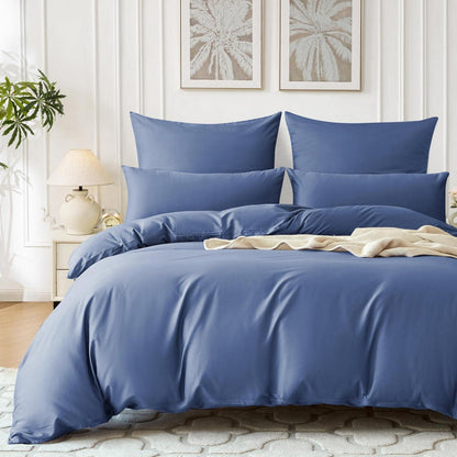 Satin Bettwäsche Set 135x200 Dunkelblau, 4-teilig, Baumwolle