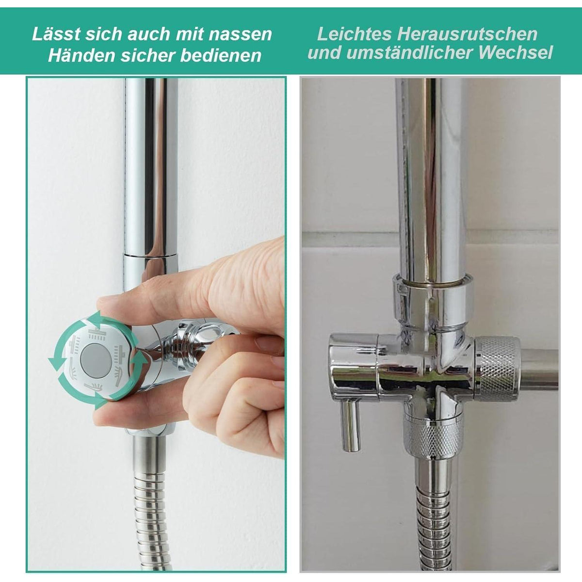 Eckige Regendusche Edelstahl 25x25cm mit Duschschlauch