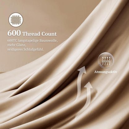 Satin Bettwäsche Set 135x200 Baumwolle 4tlg. Hellgoldbraun