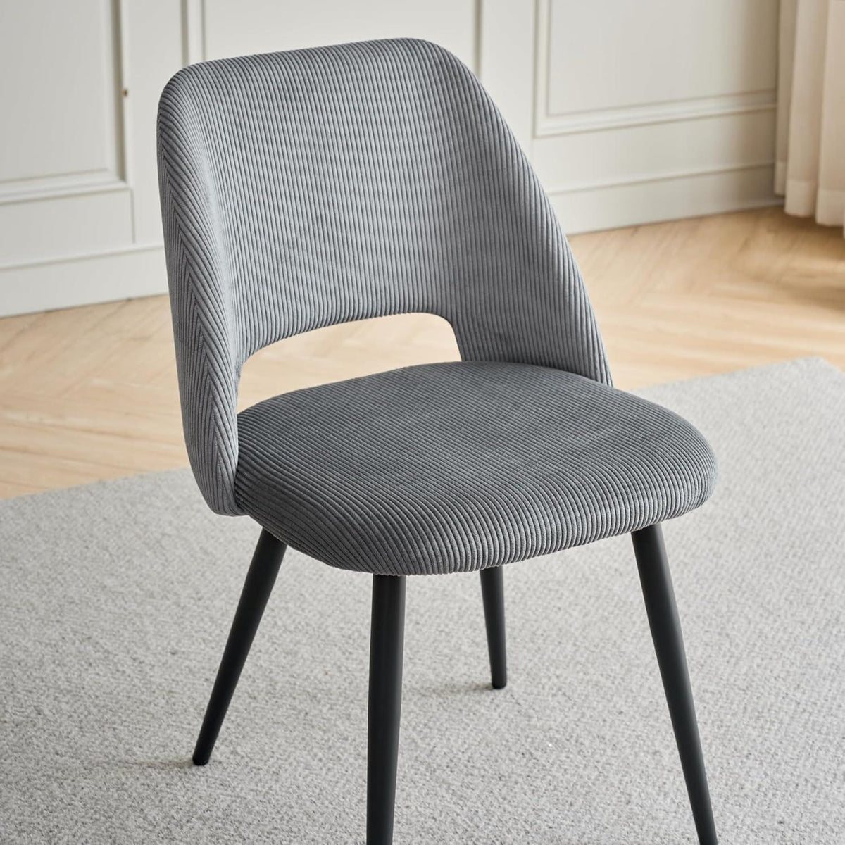 Runder Esstisch Set mit 4 Cord-Stühlen – Modernes Esszimmer Set