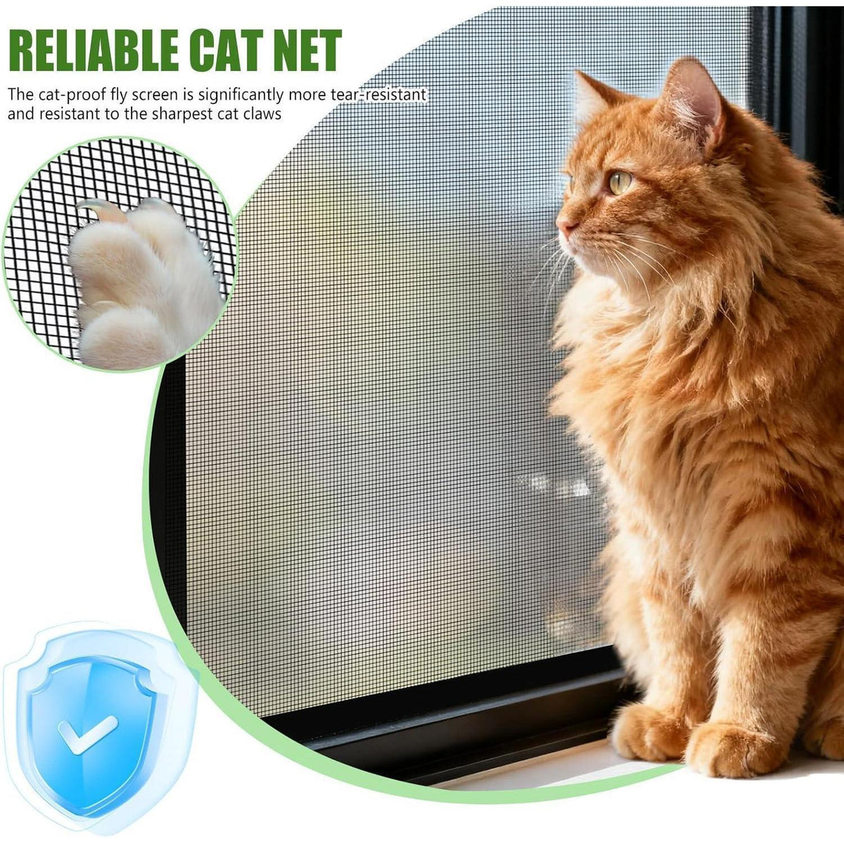 Katzensicherer Fensterschutz – Netz ohne Bohren (100x130cm)