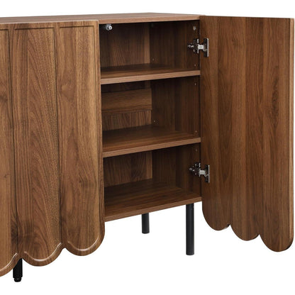 Schmaler Schrank mit Wellentüren & Rebound-Mechanismus (120x35x80)