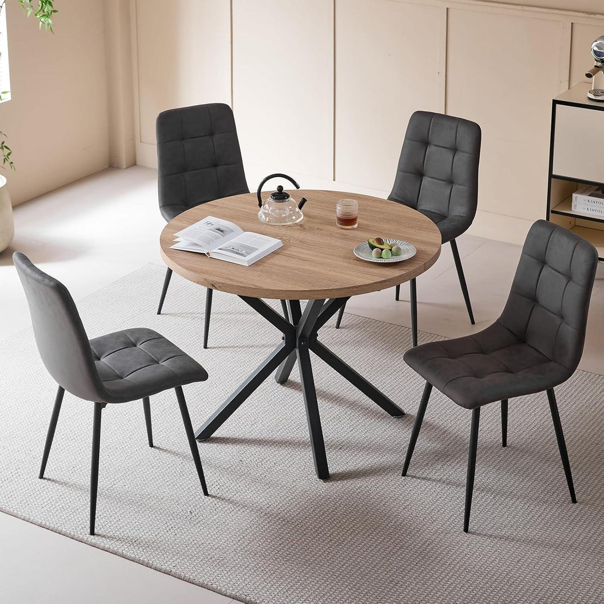 Modernes Esszimmerstuhl-Set 4er-Set Grau – Bequemer Küchenstuhl