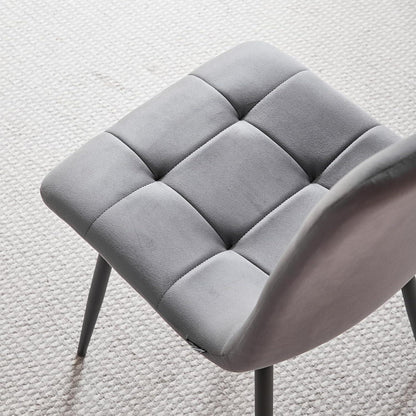 Moderner Esszimmerstuhl Set Grau – Bequemer Samtstuhl mit Metallbeinen
