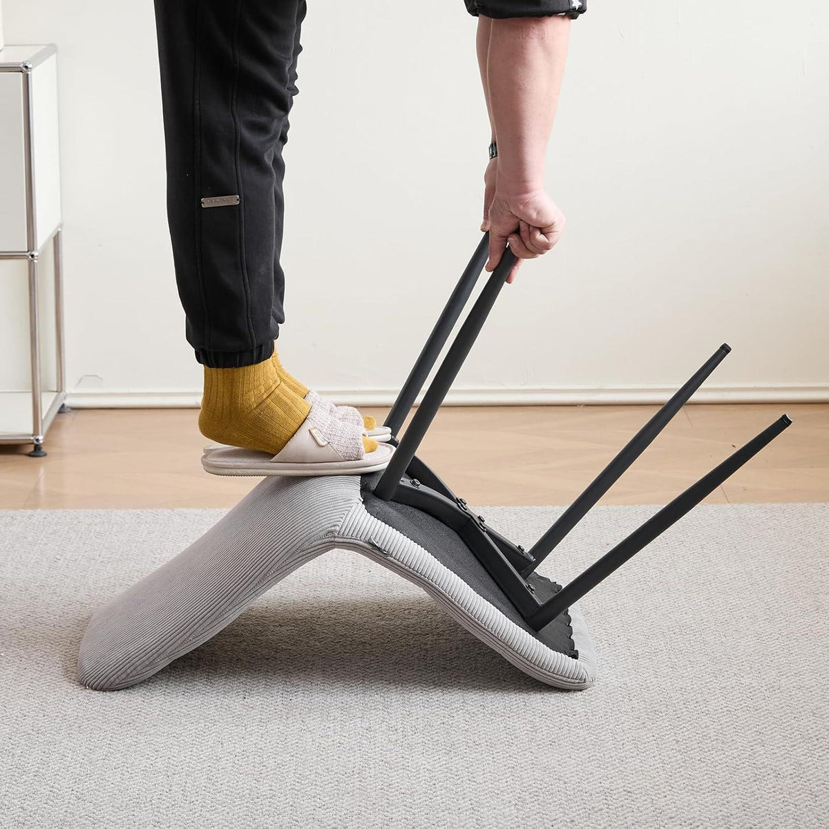 Moderner Esszimmerstuhl 2er-Set, Grau Cordpolsterung