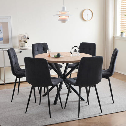 Moderner Esszimmerstuhl Set 8er – Bequemer Cord Sitz Schwarz