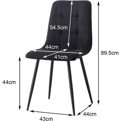 Moderner Esszimmerstuhl 6er-Set mit Cordpolsterung Schwarz