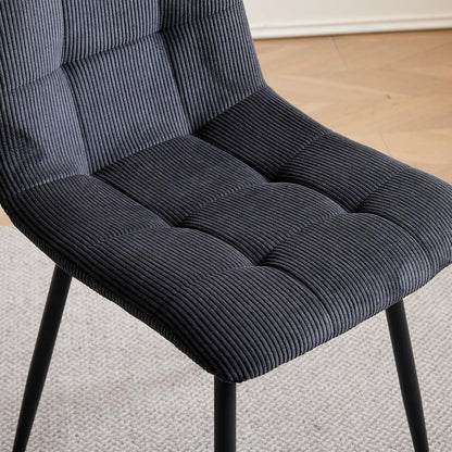 Moderner Esszimmerstuhl 6er-Set mit Cordpolsterung Schwarz