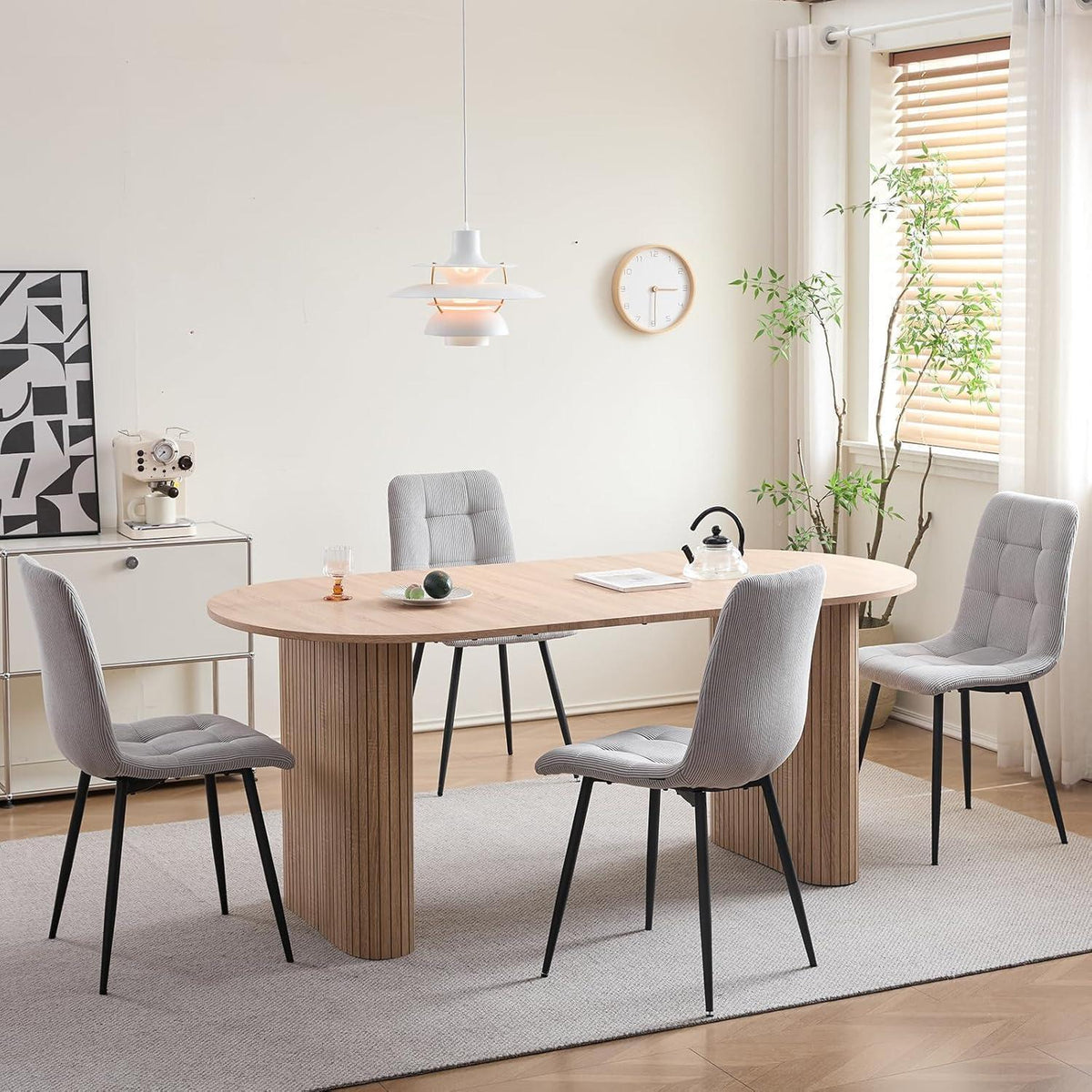 Moderner Esszimmerstuhl 6er-Set, Grau Cordpolsterung