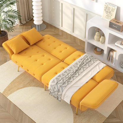 2-Sitzer Schlafsofa mit verstellbarer Rückenlehne (Gelb)