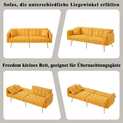 2-Sitzer Schlafsofa mit verstellbarer Rückenlehne (Gelb)