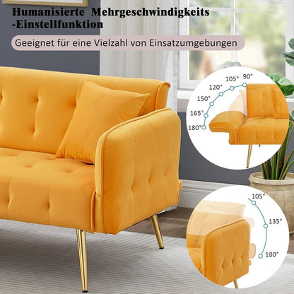 2-Sitzer Schlafsofa mit verstellbarer Rückenlehne (Gelb)