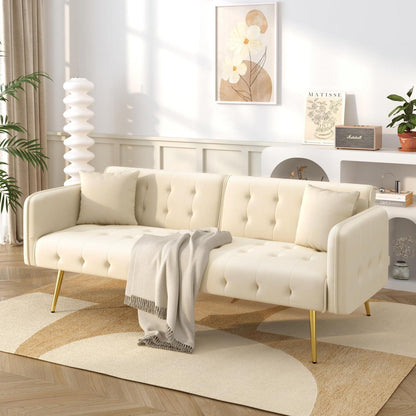 2-Sitzer Schlafsofa mit verstellbarer Rückenlehne (Beige)
