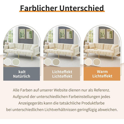 2-Sitzer Schlafsofa mit verstellbarer Rückenlehne (Beige)