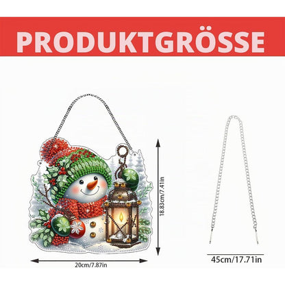 Diamant Painting Anhänger Schneemann mit Laterne – Weihnachtliches DIY Set