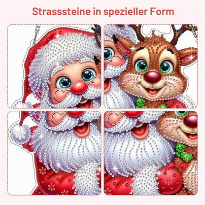 Diamant Painting Weihnachtsmann & Rentiere – Fensterdeko DIY Set