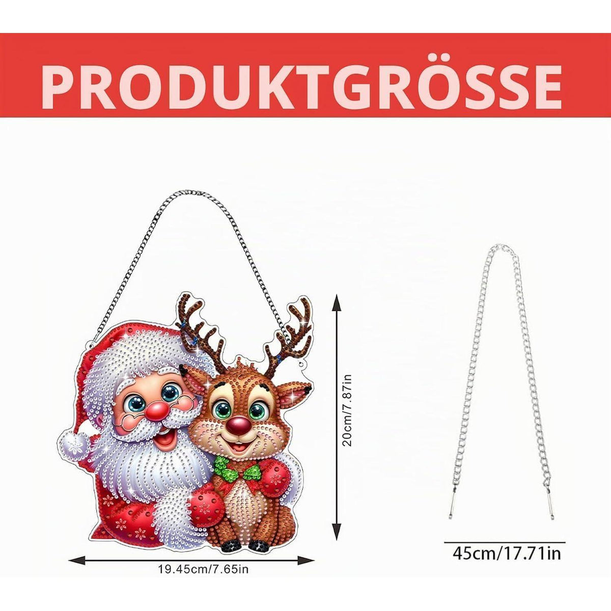 Diamant Painting Weihnachtsmann & Rentiere – Fensterdeko DIY Set