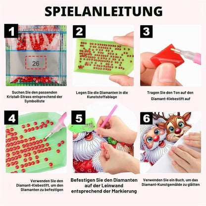 Diamant Painting Weihnachtsmann & Rentiere – Fensterdeko DIY Set