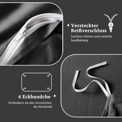 Satin Bettwäsche Set 135x200 - Kühlend & Weich, Anthrazit