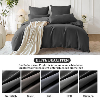 Satin Bettwäsche Set 135x200 - Kühlend & Weich, Anthrazit