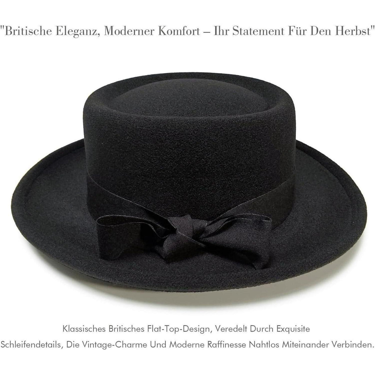 Filzhut Fedora Damen Herren Vintage mit Schleife Schwarz