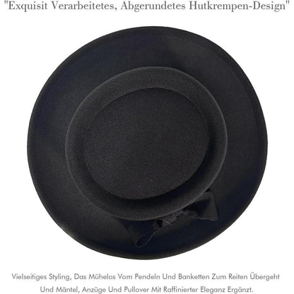 Filzhut Fedora Damen Herren Vintage mit Schleife Schwarz