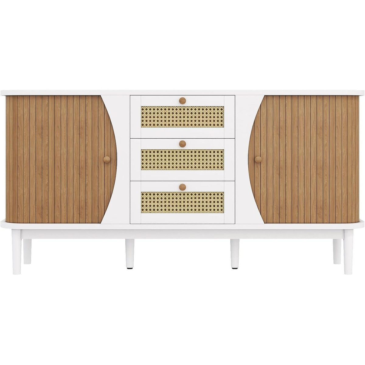 Schmale Kommode mit Rattan Schubladen – Multifunktions Sideboard