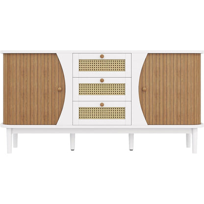 Schmale Kommode mit Rattan Schubladen – Multifunktions Sideboard