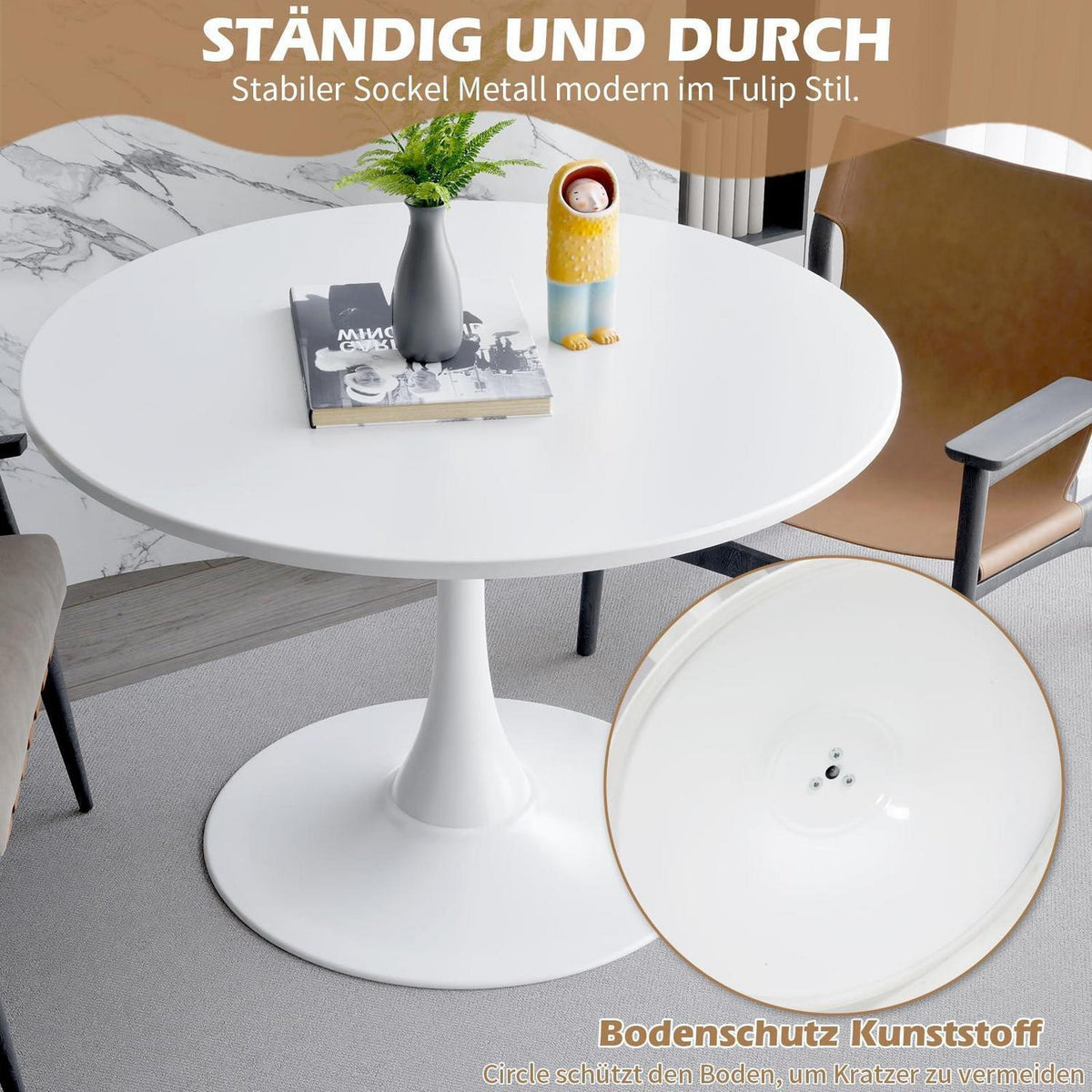 Runder Esstisch weiß 80cm – Küchentisch für 2-4 Personen