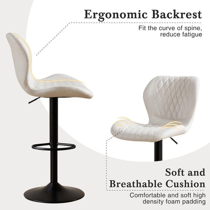 Barhocker mit Lehne, höhenverstellbar, beige, 4er Set
