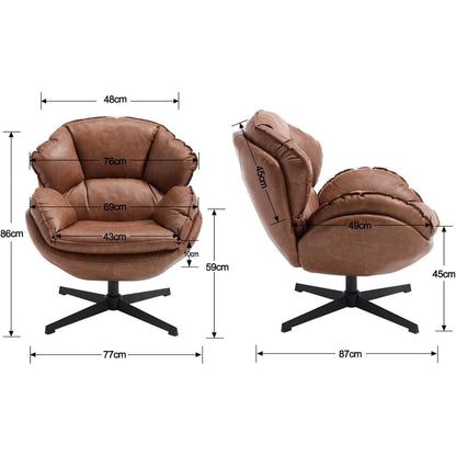 Moderner Loungesessel mit Drehfunktion & Lendenwirbelstütze (Braun)