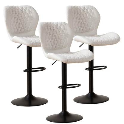 Barhocker mit Lehne, höhenverstellbar, beige, 3er Set