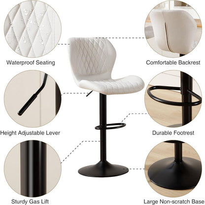Barhocker mit Lehne, höhenverstellbar, beige, 3er Set