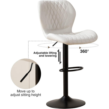 Barhocker mit Lehne, höhenverstellbar, beige, 3er Set