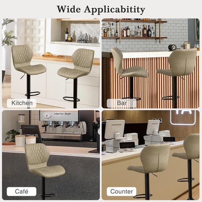 Barhocker mit Lehne, Höhenverstellbar, Khaki, 4er-Set