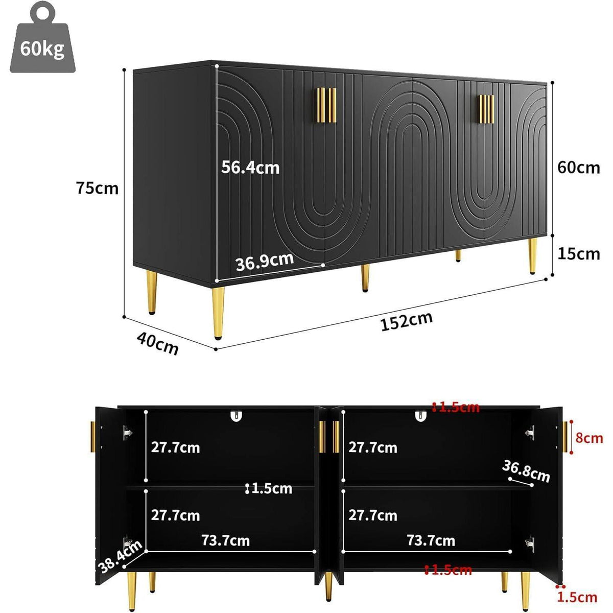 Flur Schrank mit Türen & Kippschutz – Schmale Kommode für Zuhause