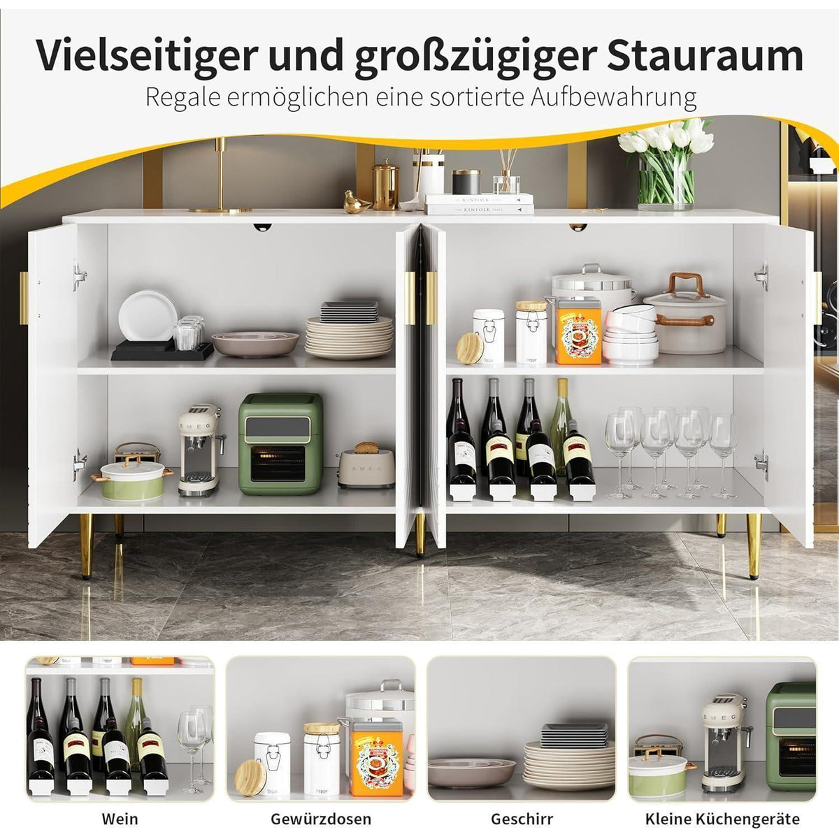 Flur Schrank mit Türen & Kippschutz – Schmale Kommode für Zuhause