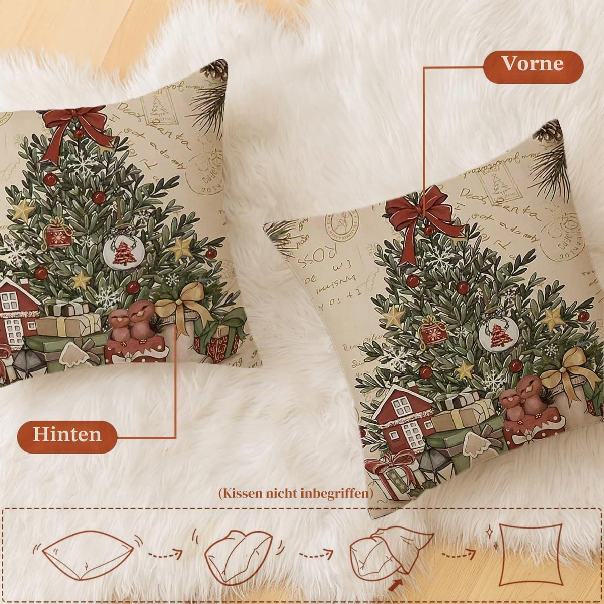 2er Set Winter Weihnachten Kissenbezüge 45x45 cm - Weihnachtsdeko