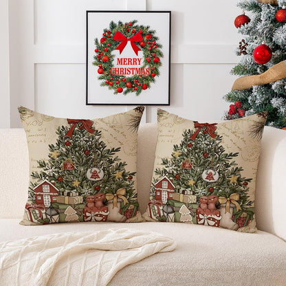 2er Set Winter Weihnachten Kissenbezüge 45x45 cm - Weihnachtsdeko
