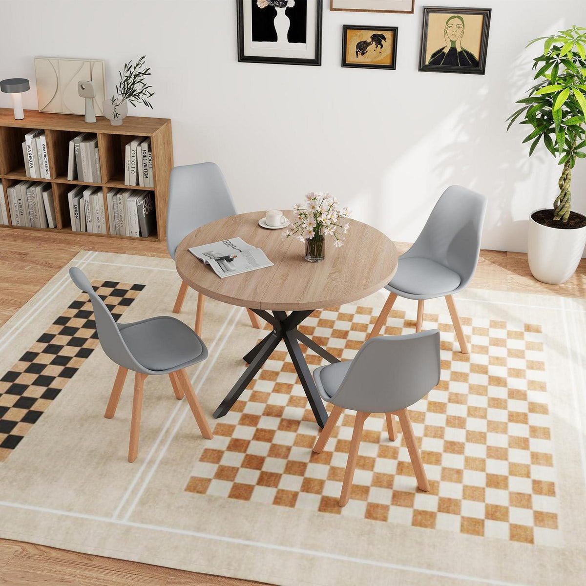 Runder Esstisch Set mit 4 Stühlen – Modernes Esszimmer Möbel