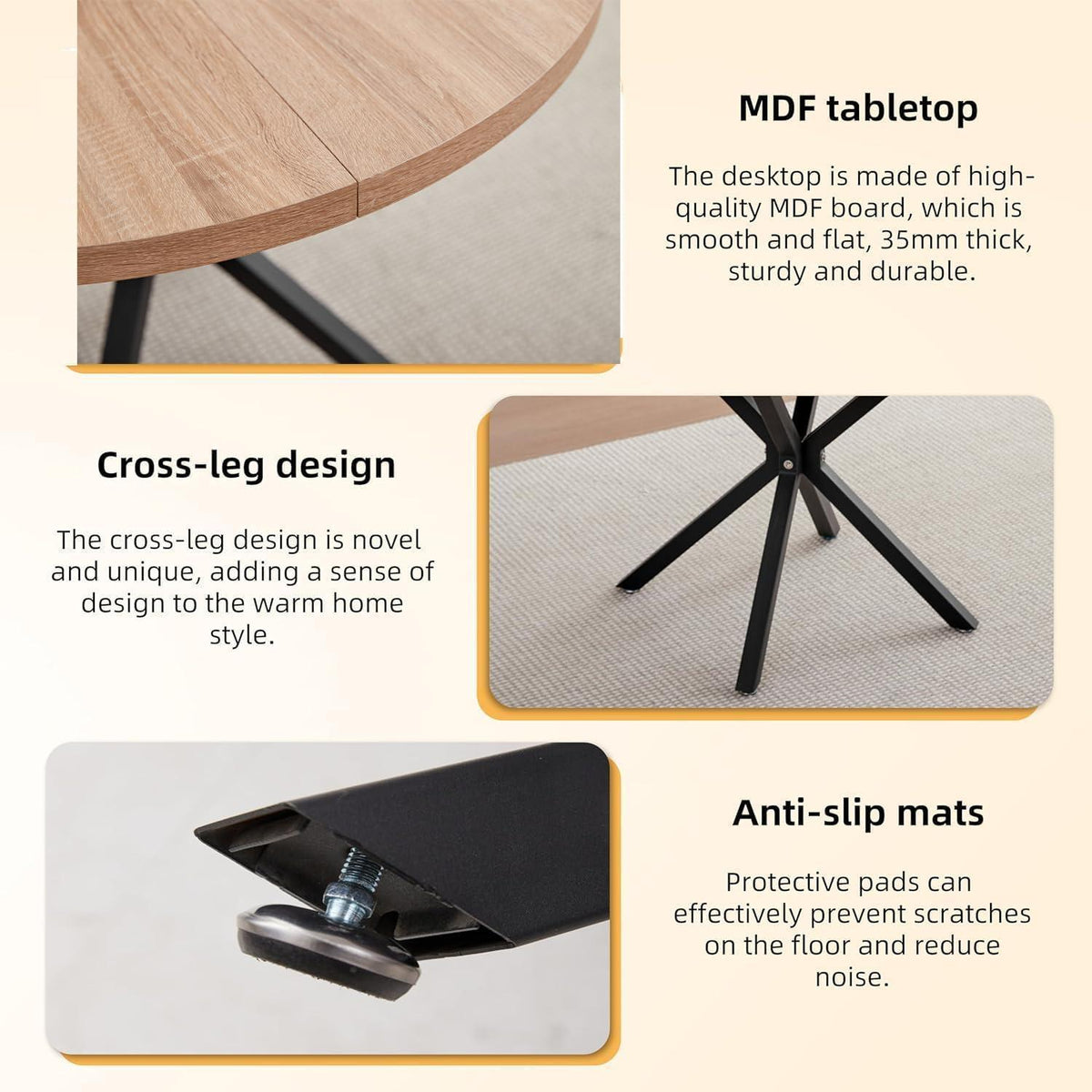 Runder Esstisch Set mit 4 Stühlen – Modernes Esszimmer Möbel
