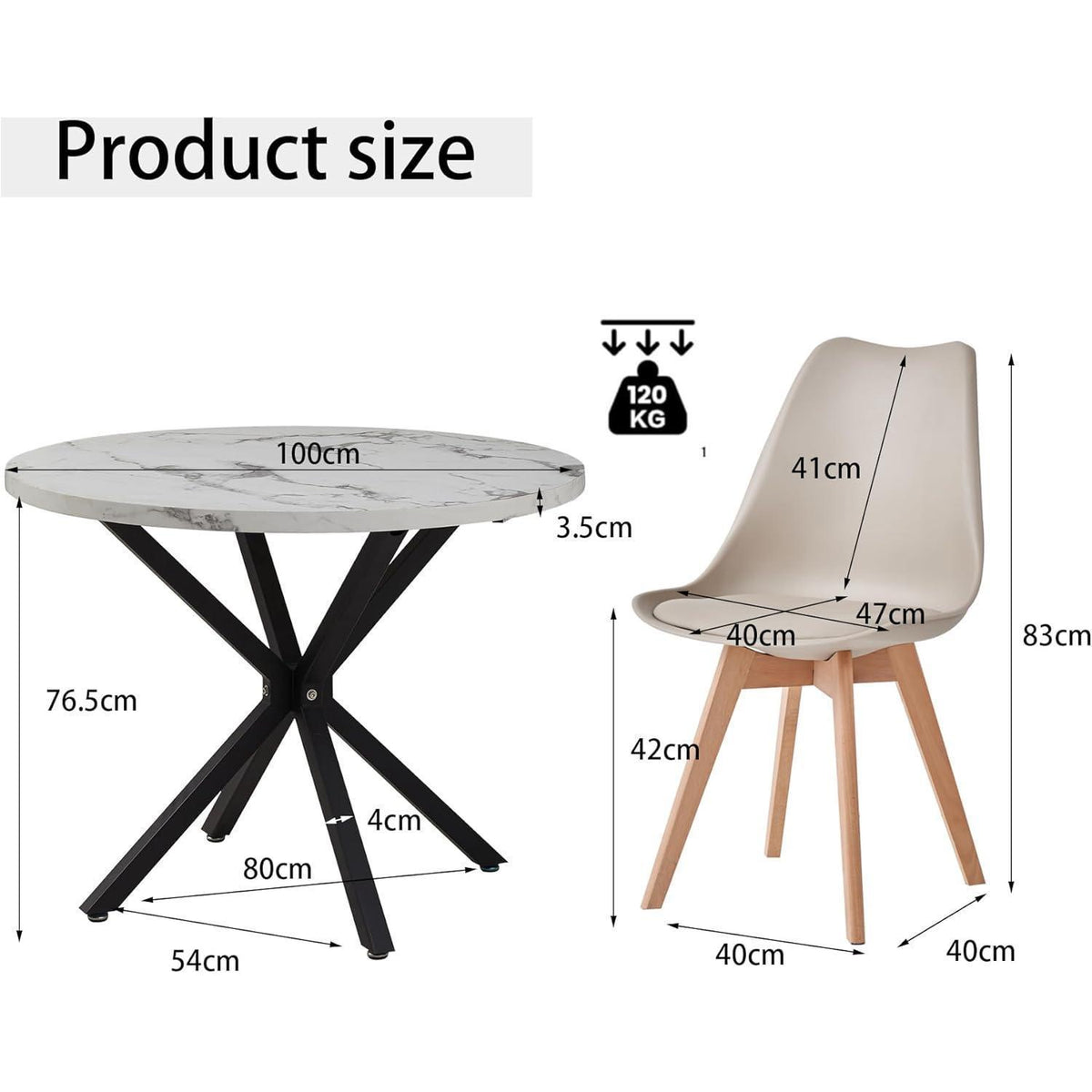 Runder Esstisch Set mit 4 Stühlen – Modernes Esszimmer Möbel