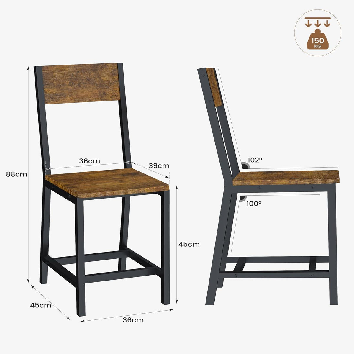 Esszimmerstühle 6er Set Vintage Braun – Metallgestell & Komfort